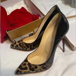 Christian Louboutin Pigalle Leopard and Black Patent Leather 41